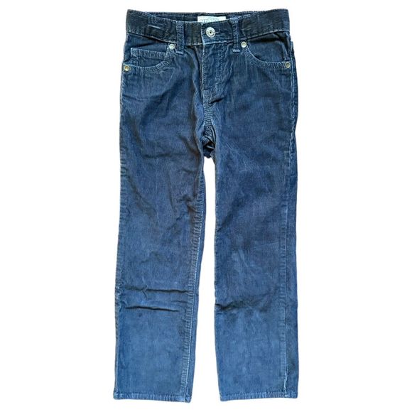 Old Navy Corduroy Boys Pants Size 7 Reg Slim Straight Dark Blue Adjustable Waist - Picture 1 of 5